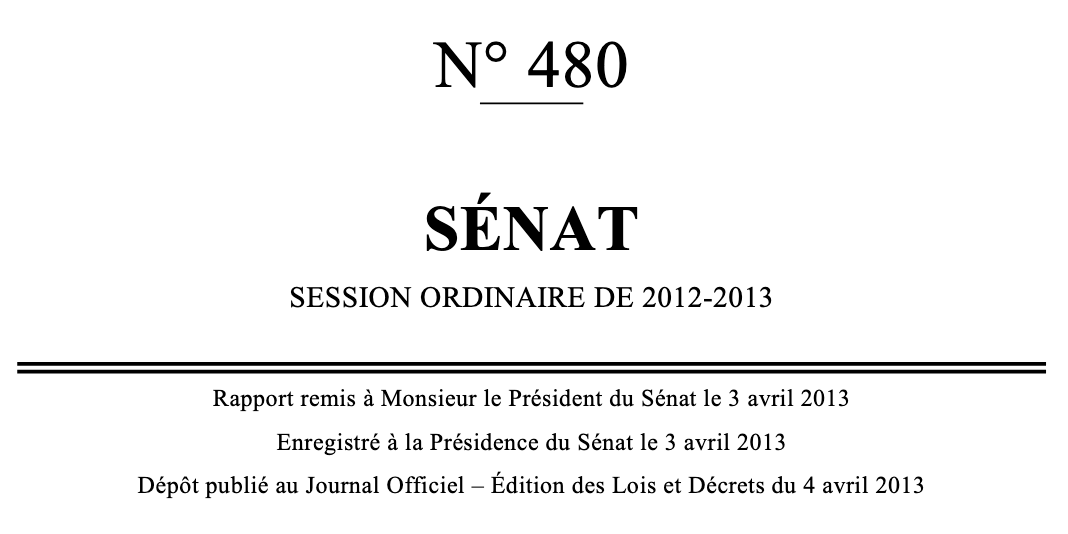 Rapport du Sénat